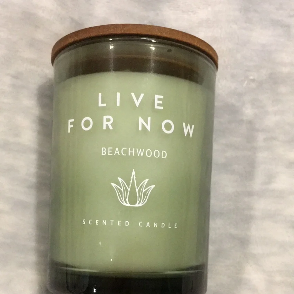 Glass Live For Now Scented Single Wick Home Decore Candle Beachwood 8.5oz NWT - Picture 16 of 16